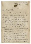 Iwo Jima ''Flag Raiser'' Rene Gagnon 1943 Autograph Letter Signed -- ''...enclosing two Marine pins...Notice the anchor does not go in the same way as the real one you've got...''
