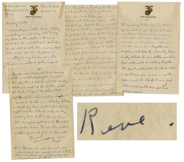 Iwo Jima Flag Raiser Rene Gagnon Autograph Letter Signed -- ...Sunday in our breaks were either sleeping or sitting down and cleaning our rifles...