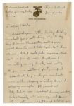Iwo Jima ''Flag Raiser'' Rene Gagnon Autograph Letter Signed -- ''...Sunday in our breaks we're either sleeping or sitting down and cleaning our rifles...''