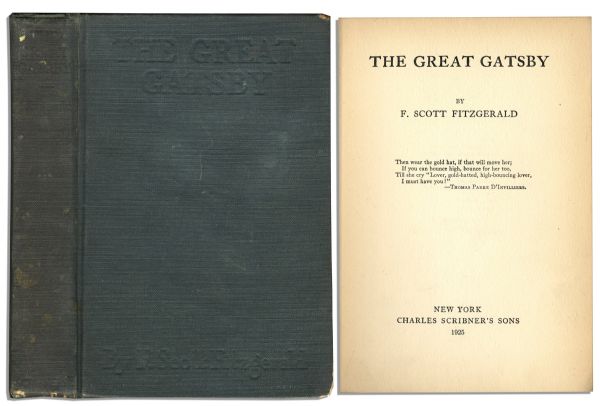 First Printing of F. Scott Fitzgeralds Literary Classic, The Great Gatsby