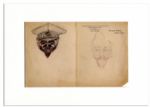 Enrico Caruso Hand-Drawn Pair of Sketches -- Depicting His Fellow Opera Singer, French Bass Pol Plancon