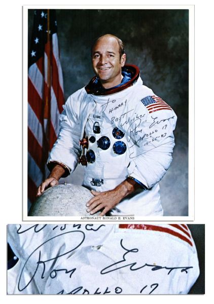 Apollo 17 Astronaut Ron Evans Signed 8 x 10 Photo -- Fine