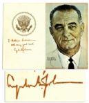 Lyndon B. Johnson Signed Portrait by Himself, Done by Norman Rockwell --  Measures 14 x 11
