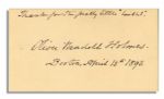 Fireside Poet Oliver Wendell Holmes Signed Card