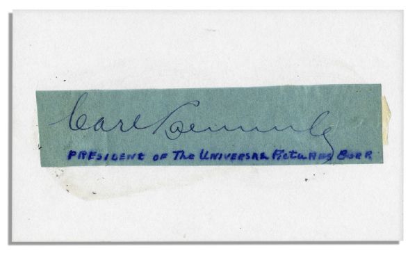 Universal Studios Founder Carl Laemmles Signature