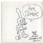 ''Simpsons'' Creator Matt Groening Signed First Edition of His Book ''Childhood Is Hell'' -- To Which He Adds a Large Hand Drawn Sketch of His Protagonist