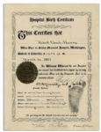 President Calvin Coolidge & First Lady Grace Signed 1927 Birth Certificate