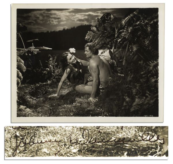 Johnny Weissmuller 10 x 8 Photo Signed as Tarzan
