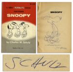 Charles Schulz Hand Drawn Sketch of Snoopy in A New Peanuts Book Featuring Snoopy
