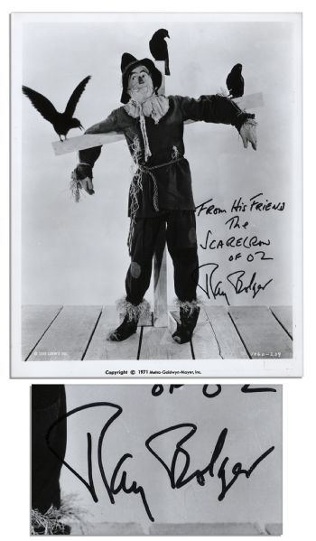 Ray Bolger 8 x 10 Photo Signed -- In Full Costume as Scarecrow in The Wizard of Oz