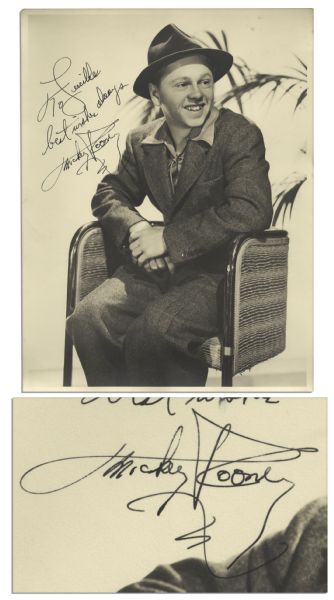 Early Mickey Rooney Signed 10 x 13 Photo