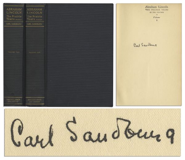 Carl Sandburg Abraham Lincoln, The Prairie Years First Edition Signed