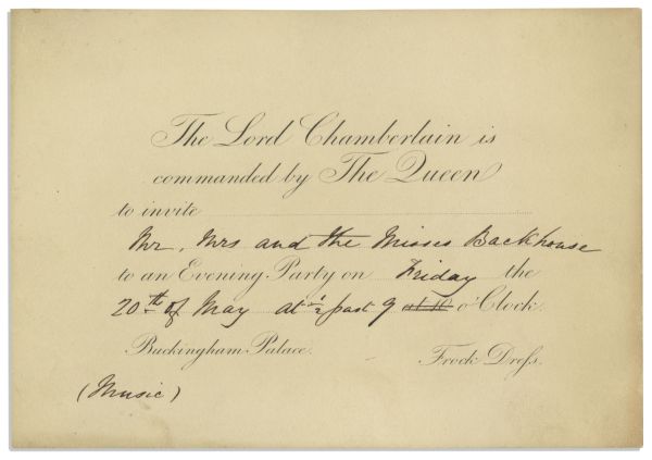 1842 Royal Invitation to Queen Victorias Buckingham Palace