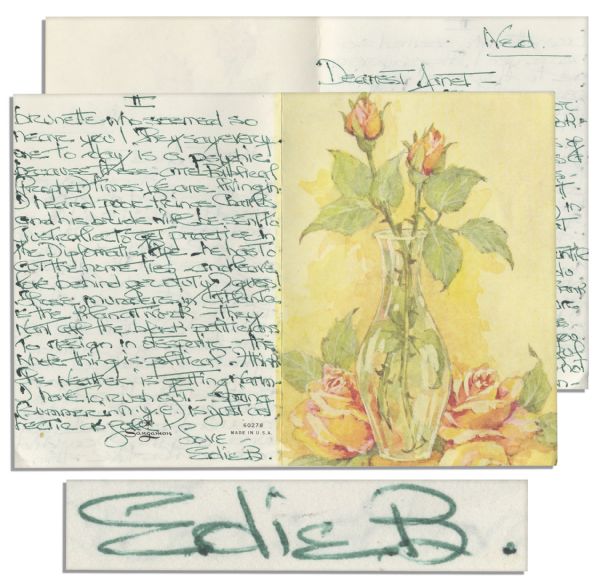 Fallen Socialite Edie Beale Autograph Letter Signed -- With Great Eccentric Content on Astrology, Prince Charles & Current Events -- ...Those murders in Atlanta is the Klan at work...