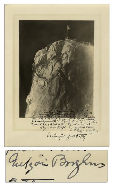 Mt. Rushmore Artist Gutzon Borglum Signed Photo -- 10.5 x 13.75
