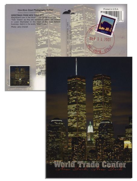 World Trade Center Postcard, Postmarked 9/11/01