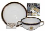 Ronald Reagan Presidential China Soup Bowl Set -- Beautiful Design in Navy and Gilt