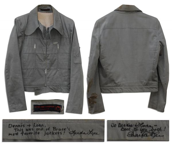 Bruce Lees Grey Cotton Jacket -- With a COA From His Widow, Linda Lee Who States It Was One of Bruces Favorite Jackets