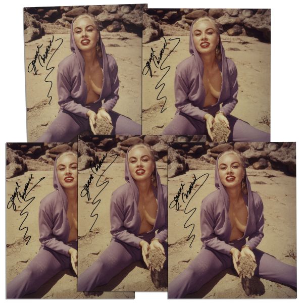 Lot of 5 Jeanne Carmen 8 x 10 Glossy Photos Signed -- Fine
