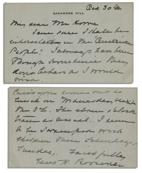 First Lady Edith Roosevelt Autograph Letter Signed