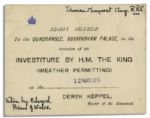 King George V Ticket to His 1919 Investiture at Buckingham Palace
