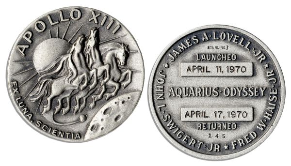 Jack Swigerts Personally Owned Apollo 13 Flown Robbins Medal -- Serial Number 145