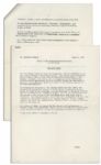 Jackie Kennedy White House Press Release -- Announcing the Resignation of the Artistic Curator During the Famous Renovation of the White House