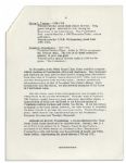 President John F. Kennedy Fact Sheet on the White House China Room -- With Interesting Content Detailing Each President's Addition to the China Collection