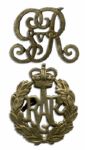 Two Royal British Commemorative Badges -- King George V Cypher & Royal Air Force Badge