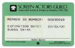 SAG Union Card Belonging to Football Legend & Actor Bubba Smith