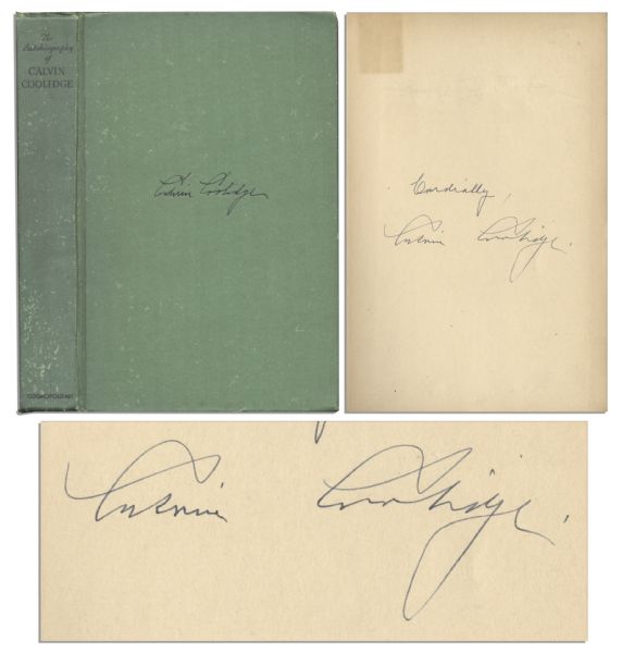 Calvin Coolidge Signed First Edition of His Autobiography -- Uninscribed