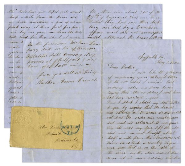 Civil War Soldier Letter -- ...the slaughter must have been great...50 of them was shot down. So much for drunken officers...They did shoot at our wounded men laying on the ground...