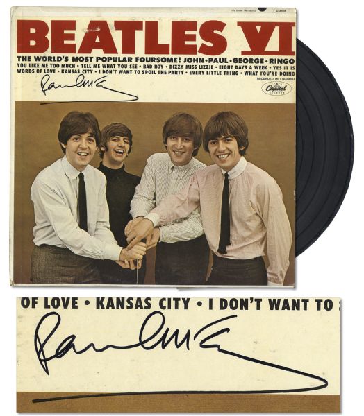 Paul McCartney Signed Beatles Record -- McCartney Signs First Pressing of Beatles Album Beatles VI