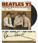 Paul McCartney Signed Beatles Record -- McCartney Signs First Pressing of Beatles Album Beatles VI