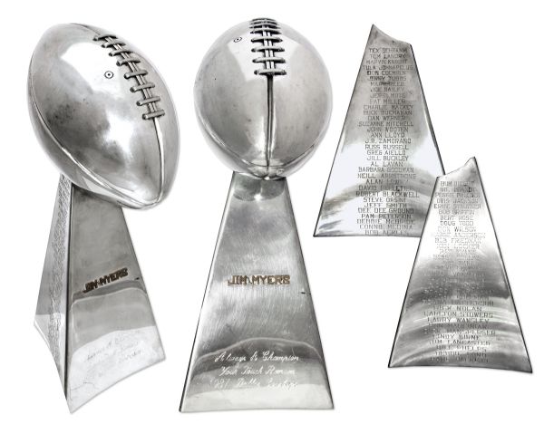 Dallas Cowboy Football Coach Jim Myers Super Bowl & Retirement Trophy -- Myers Coached Alongside Cowboys Legend Tom Landry for 25 Years