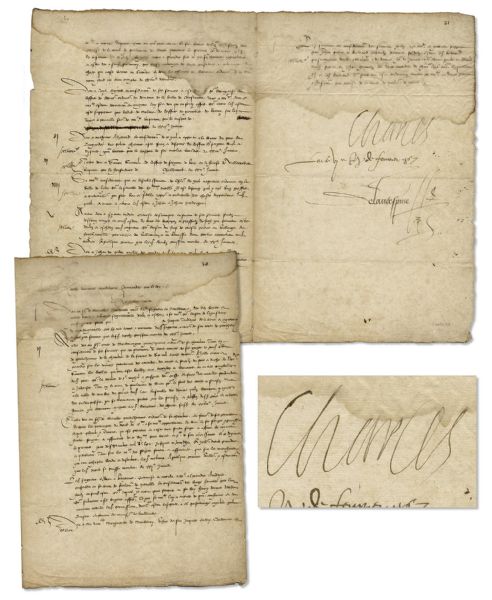 Charles IX, King of France, Document Signed From 1567, Seven Years Into His Reign