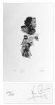 Neil Armstrong Signed Limited Edition Lithograph by Paul Calle -- Also Signed by Calle