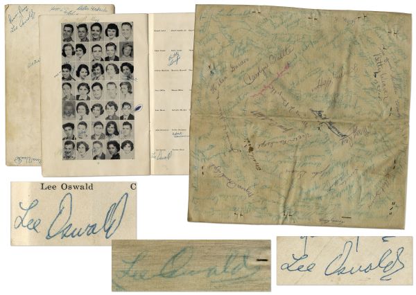 Lee Harvey Oswald Thrice-Signed Junior High School Yearbook & Signed Graduation Cap From 1955 Consigned to Us from a Classmate
