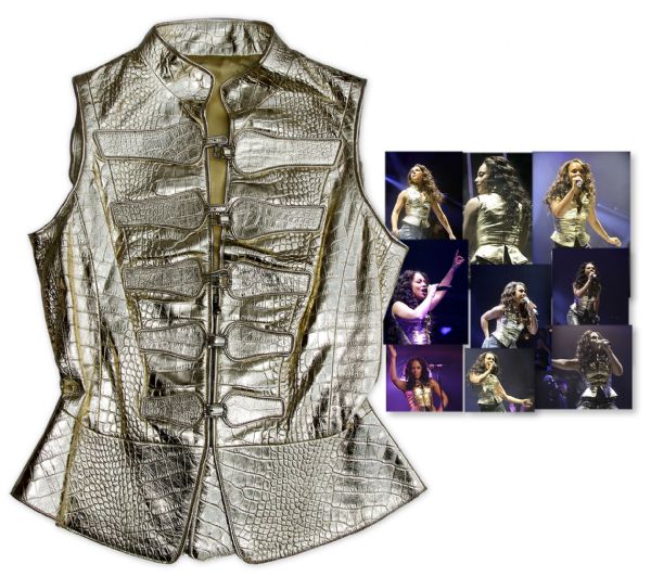 Alicia Keys Gold Crocodile-Style Vest Worn During Her As I Am Tour -- With a COA From Keys