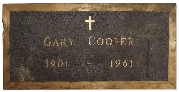 Gary Coopers Original Grave Marker -- From His First Burial Site at the Holy Cross Cemetery in Culver City, California