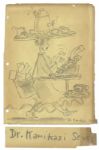 Dr. Seuss Pencil Drawing -- Signed Dr. Kamikazi Seuss