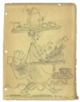 Dr. Seuss Pencil Drawing -- Signed ''Dr. Kamikazi Seuss''
