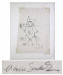 Maurice Sendak Signed Original Sketch -- Depicts Max From Where The Wild Things Are