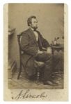 Abraham Lincoln Signed CDV as President -- John Hay Certifies Signature as Authentic on Verso