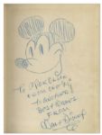 Walt Disney Signed Drawing of Mickey Mouse -- Sketched Within a First Edition Copy of The Art of Walt Disney -- An Exceptionally Rare Disney Piece