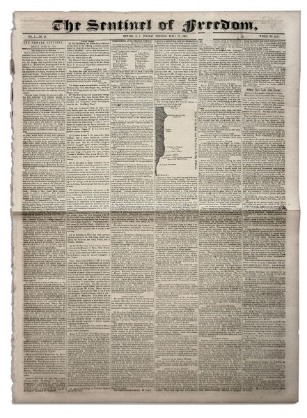 The Sentinel of Freedom Newspaper From 27 April 1847 -- Detailing Two Important Mexican-American Battles in Los Angeles & San Diego