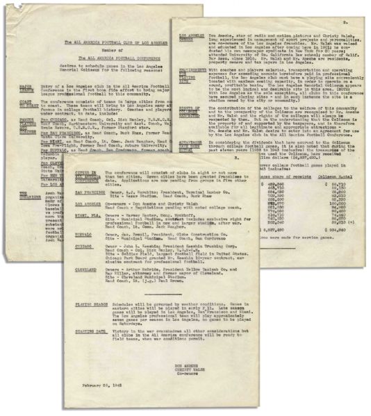 Los Angeles Dons Football Contract to Play at the Coliseum -- ''...Los Angeles club in the All America Football Conference is the first bona fide effort to bring...football to this community...''