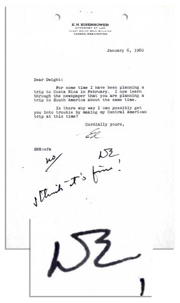 Dwight Eisenhower Autograph Note Signed as President -- ''...I think it's fine!...''