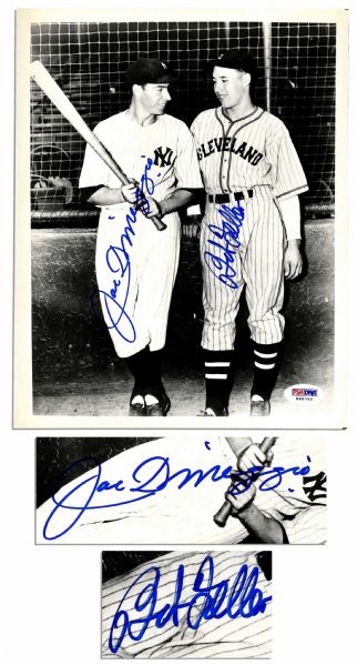 8'' x 10'' Signed Photo by Baseball Greats Joe DiMaggio and Bob Feller -- With PSA/DNA COA