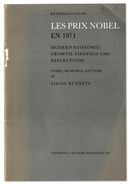 Nobel Prize Awarded to Economist Simon Kuznets in 1971 -- Inventor of the Kuznets Curve -- One of the Most Influential Economists of All Time